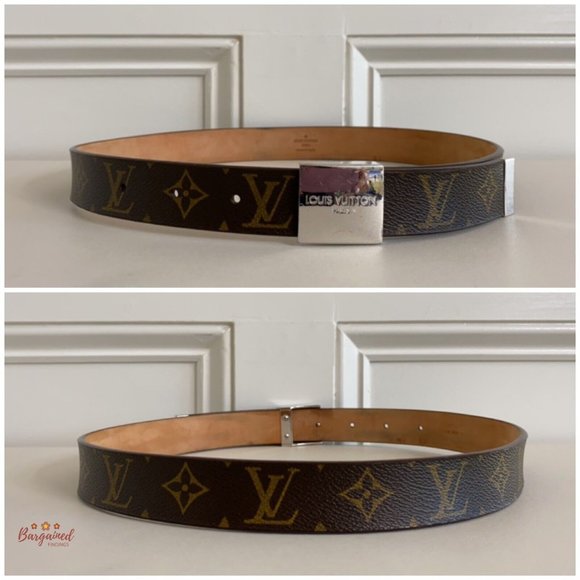 Authentic Louis Vuitton Brown Monogram Canvas Ceinture Silver Buckle Belt 80/32 main image 10